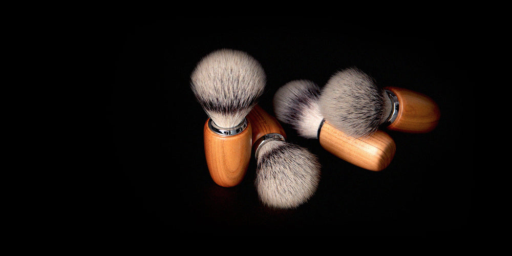 synthetic fibre shaving brushes with wooden handles