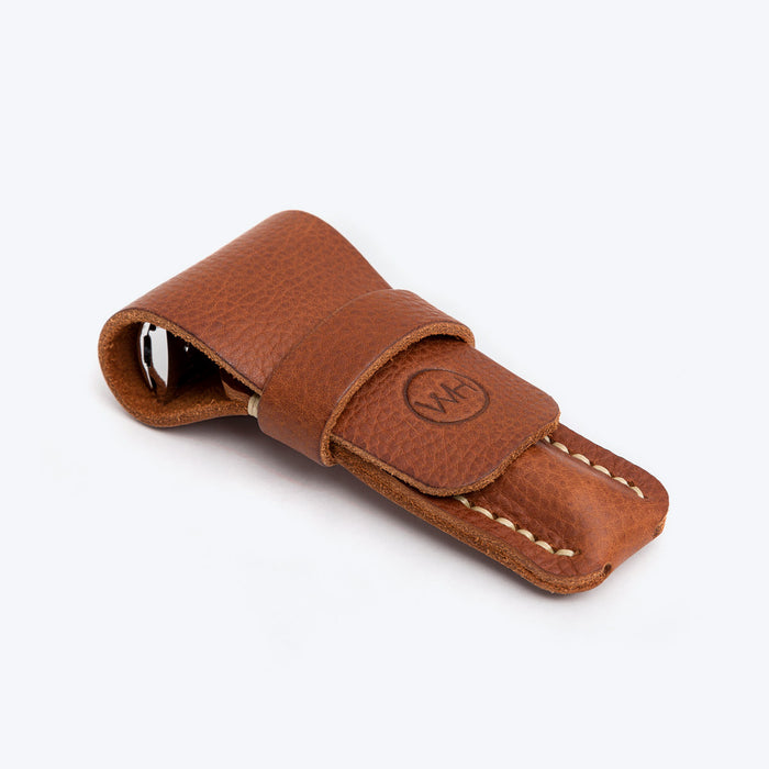 Small Brown Leather Razor Case | Wilde & Harte
